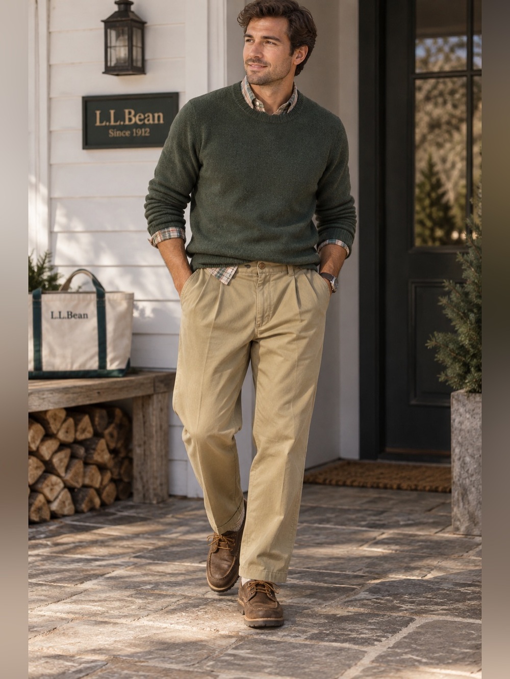 L.L. Bean Natural Fit Flannel Lined Pleated Khaki Chino Gorpcore Tan Pants Men’s